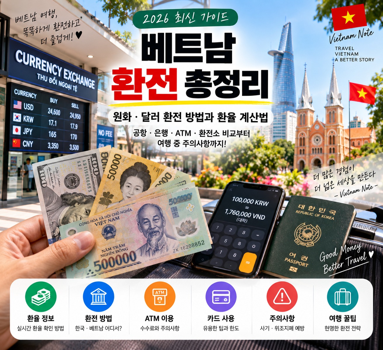 2026 베트남 환전 총정리｜원화·달러 환전 방법과 환율 계산법