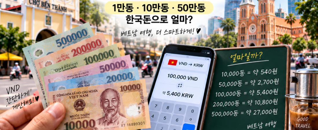 2026 베트남 동 환율 계산법｜1만·10만·50만동 한국돈으로 얼마?